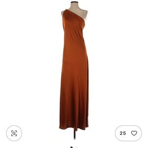 Elegant One-Shoulder Brown Dress